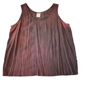Vintage Wild Rose Crinkle‎ Tank Top Size 14 Burgundy Rayon Acetate Blend USA